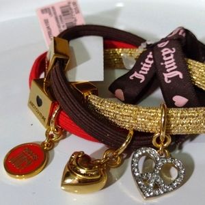Juicy Couture Vintage Red, Brown, and Gold Bracelets with  Iconic Juicy Charms